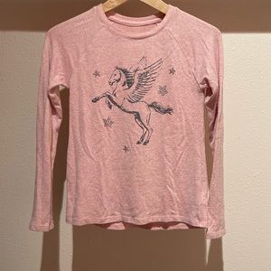 GAP kids size 10/L long sleeve sweater shirt. Gently worn. Pale pink unicorn.